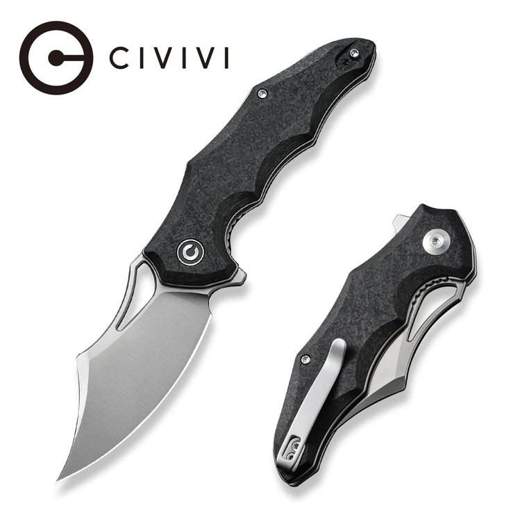CIVIVI Chiro Flipper Folding Knife, 14C28N Satin, Shredded G10, C23046-3