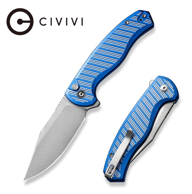 CIVIVI Stormhowl Flipper Folding Knife, Nitro-V, Aluminum Blue, C23040B-2