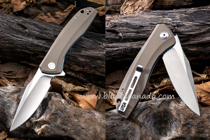 CIVIVI Baklash Flipper Folding Knife, G10 Brown, 801B