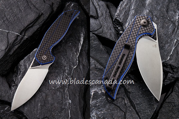 CIVIVI Anthropos Flipper Folding Knife, D2, G10 Blue/Carbon Fiber, 903B - Click Image to Close