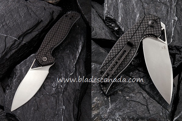 CIVIVI Anthropos Flipper Folding Knife, D2, G10 Black/Carbon Fiber, 903C