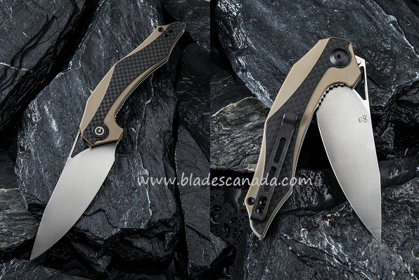 CIVIVI Plethiros Flipper Folding Knife, D2, G10 Tan, 904A