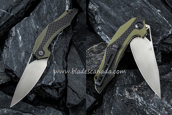 CIVIVI Plethiros Flipper Folding Knife, D2, G10 Green, 904B - Click Image to Close