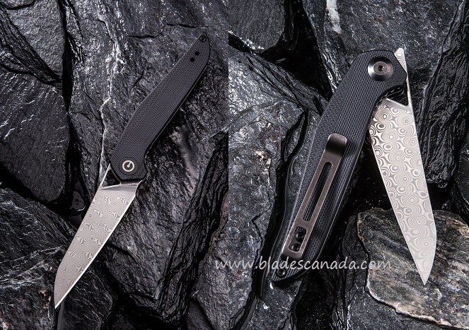 CIVIVI Mckenna Flipper Folding Knife, Damascus, G10 Black, 905DS