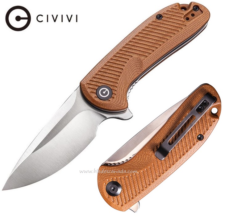 CIVIVI Durus Flipper Folding Knife, D2, G10 Brown, 906B - Click Image to Close