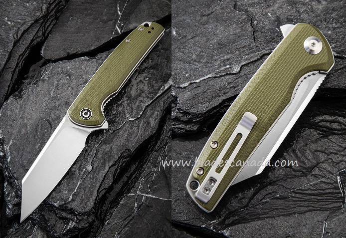 CIVIVI Brigand Flipper Folding Knife, D2, G10 Green, 909A