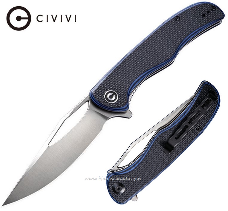 CIVIVI Shredder Flipper Folding Knife, D2, G10 Black/Blue, 912A - Click Image to Close