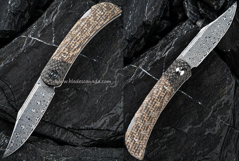 CIVIVI Rustic Gent Folding Knife, Damascus, Micarta/Carbon Fiber, 914DS-2 - Click Image to Close