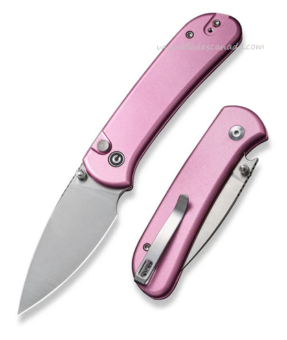 CIVIVI Qubit Folding Button Lock Knife, 14C28N Satin, Aluminum Pink, 22030E-5