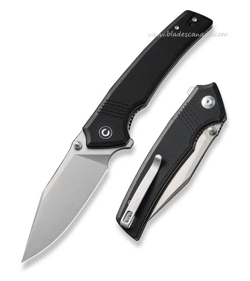 CIVIVI Tranquil Flipper Folding Knife, 14C28N Satin, G10 Black, C23027-1