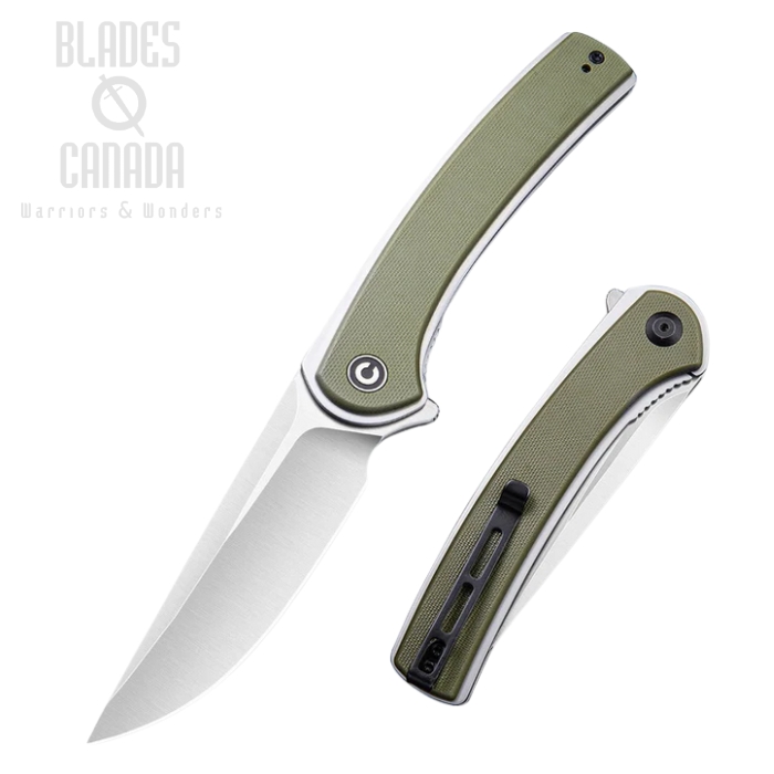 CIVIVI Asticus Flipper Folding Knife, D2, G10 OD Green, C2002A