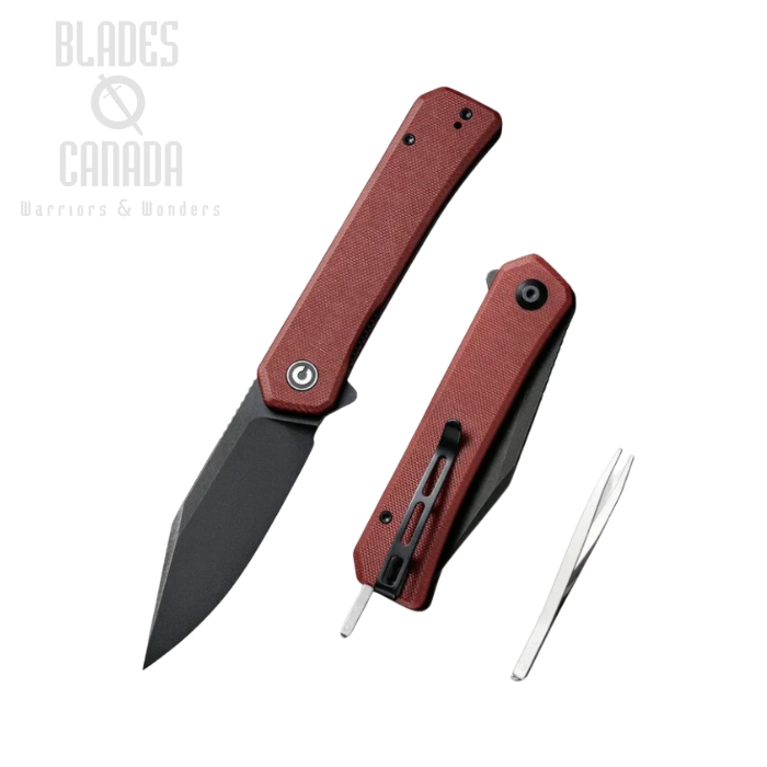 CIVIVI Relic Flipper Folding Knife, Nitro-V, G10 Burgundy, 20077B-2
