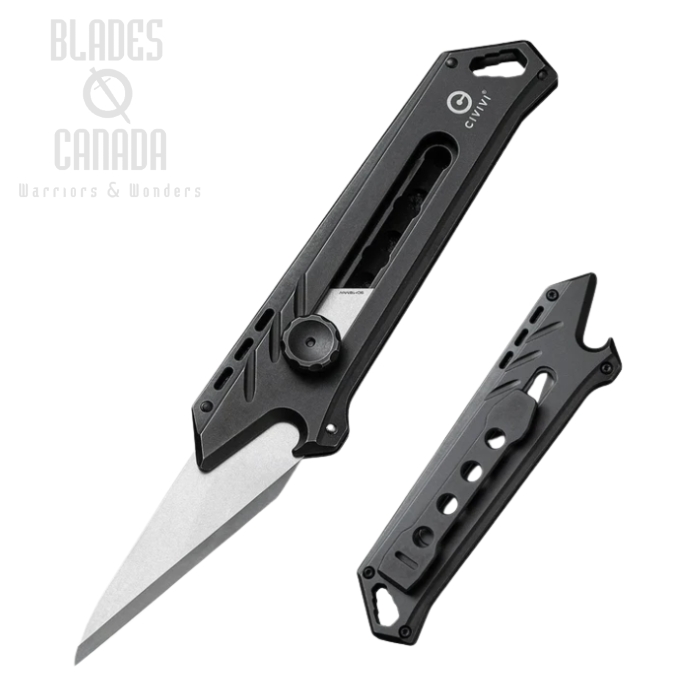CIVIVI Mandate Utility Knife, Titanium, 2 extra CrMoV & 1 Damascus Blade, 2007D