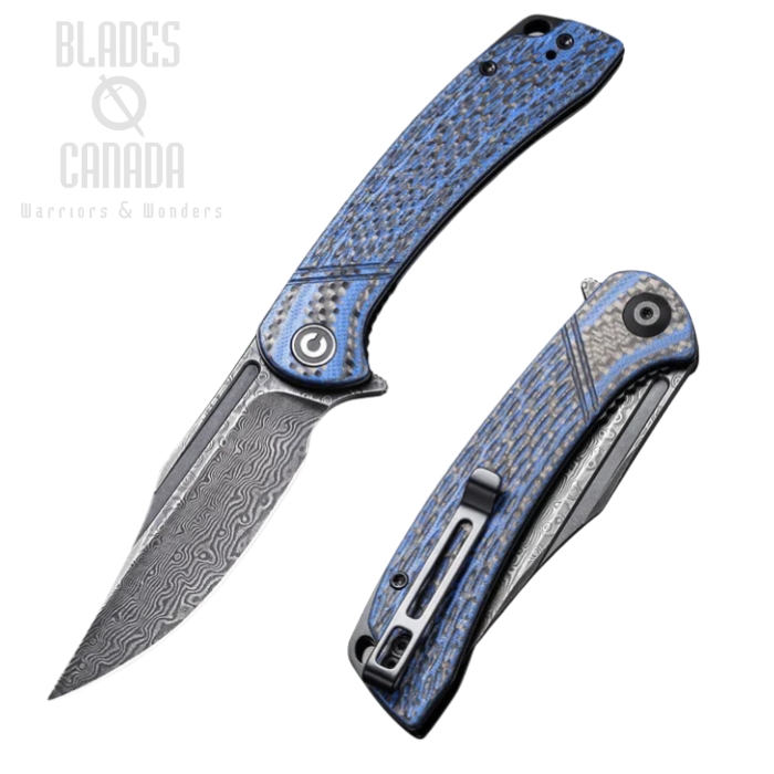 Civivi Dogma Flipper Folding Knife, Damascus Blade, G10/CF, 2014DS-2