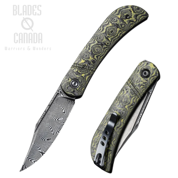 CIVIVI Appalachian Drifter Slipjoint Folding Knife, Damascus, G10/Carbon Fiber, 2015DS3