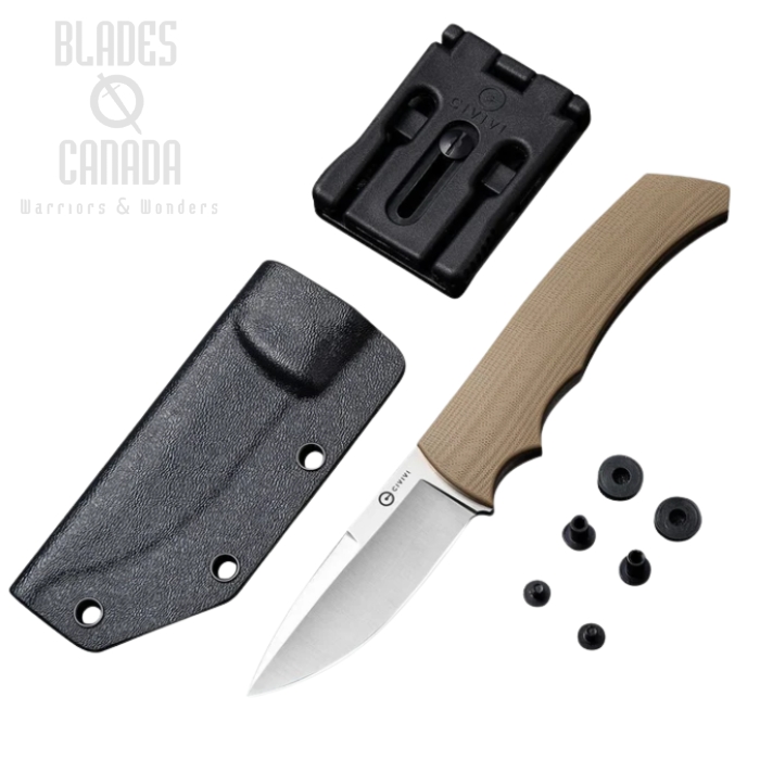 CIVIVI M2 Backup Fixed Blade Knife, D2, G10 Tan, 2016A