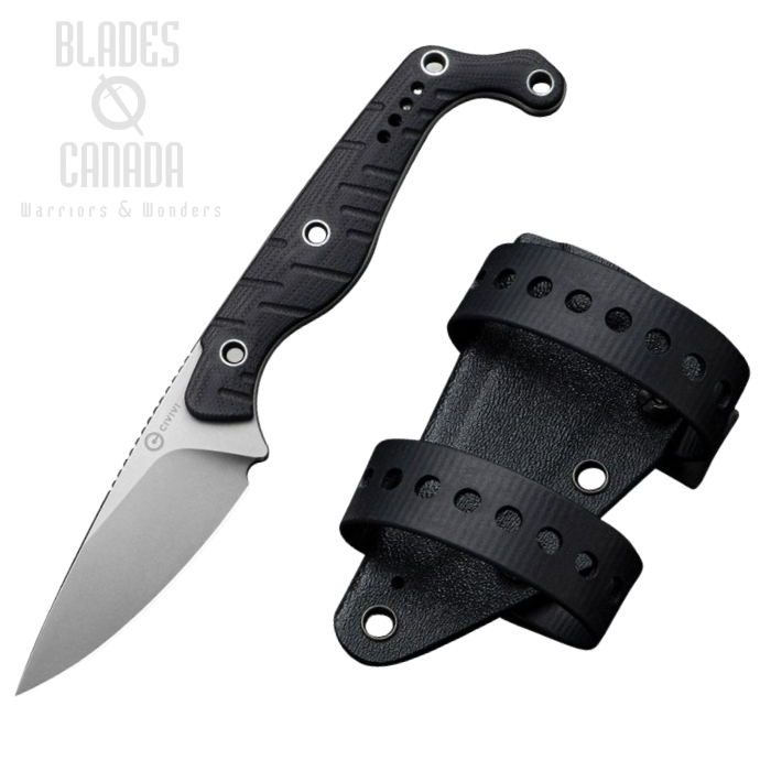 CIVIVI SŌKN Fixed Blade Knife, Nitro-V SW, G10 Black, Kydex Sheath, C22027-1