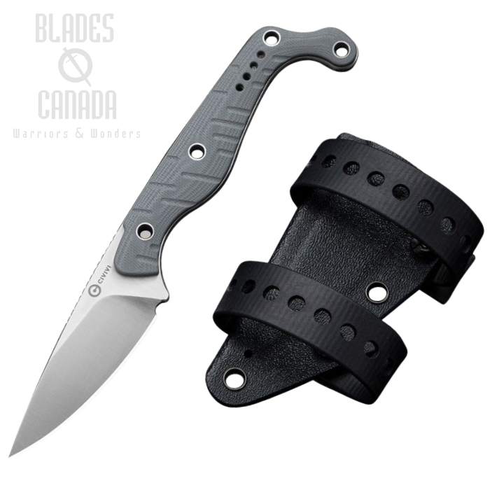 CIVIVI SŌKN Fixed Blade Knife, Nitro-V Satin, G10 Gray, Kydex Sheath, C22027-2