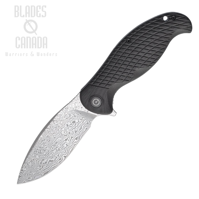 CIVIVI Naja Flipper Folding Knife, Damascus Blade, G10 Black, 802DS