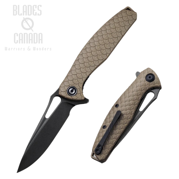 CIVIVI Wyvern Flipper Folding Knife, D2 Steel, FRN Tan, 902F