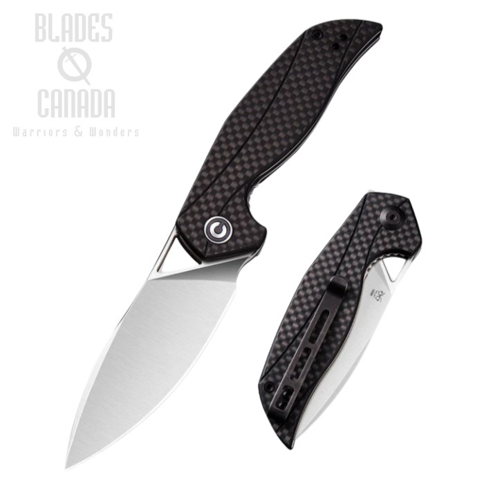 CIVIVI Anthropos Flipper Folding Knife, D2, G10 Black/Carbon Fiber, 903C