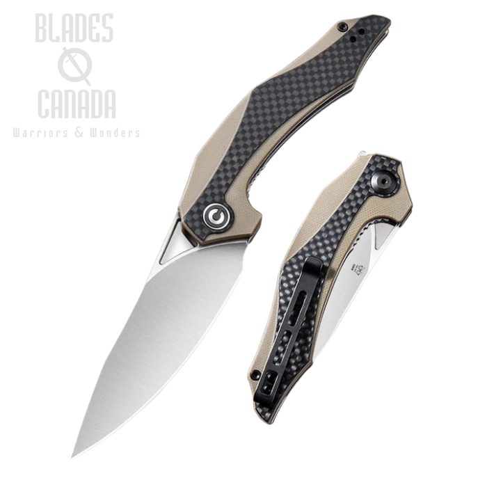 CIVIVI Plethiros Flipper Folding Knife, D2, G10 Tan, 904A