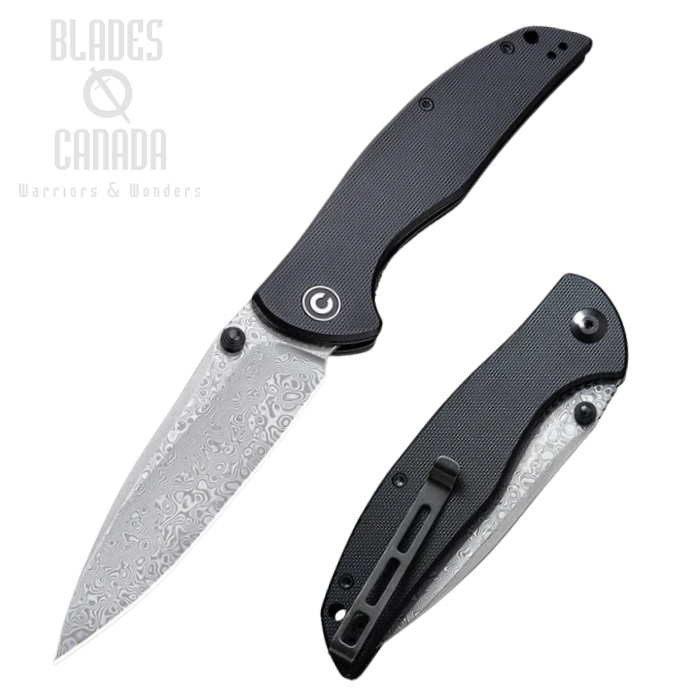 CIVIVI Governor Folding Knife, Damascus, G10 Black, 911DS