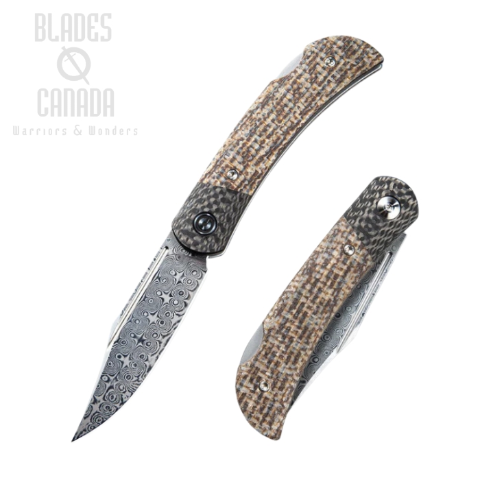 CIVIVI Rustic Gent Folding Knife, Damascus, Micarta/Carbon Fiber, C914DS-2