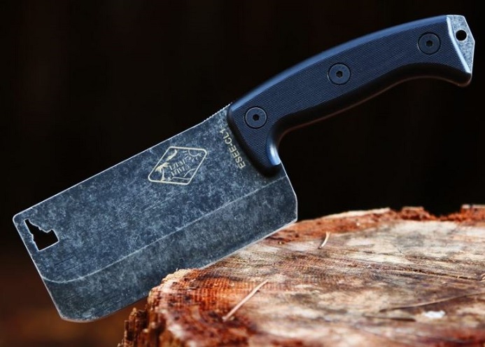 ESEE CL-1 Expat Cleaver, 1095 Carbon, G10 Black, Black Leather Sheath, CL-1