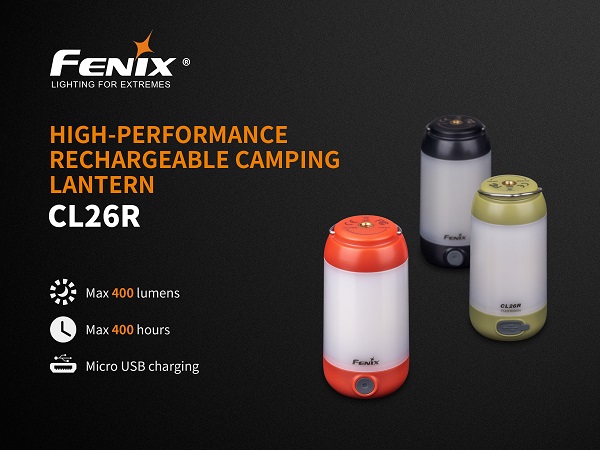Fenix CL26R Rechargeable Camping Lantern BLACK- 400 Lumens - Click Image to Close