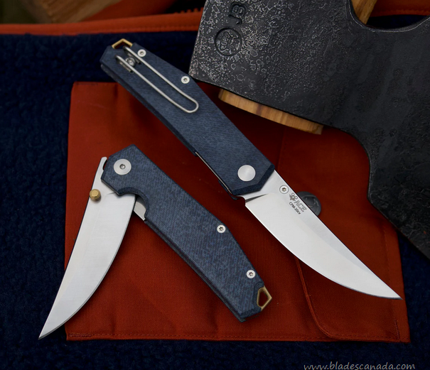 GiantMouse ACE Clyde Folding Knife, 20CV Satin, Micarta Denim, CLYDE-DENIM-MICARTA