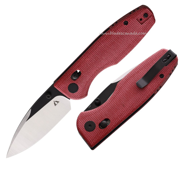 CMB Made Predator Folding Knife, 14C28N Two-Tone, Micarta Red, CMB08RS