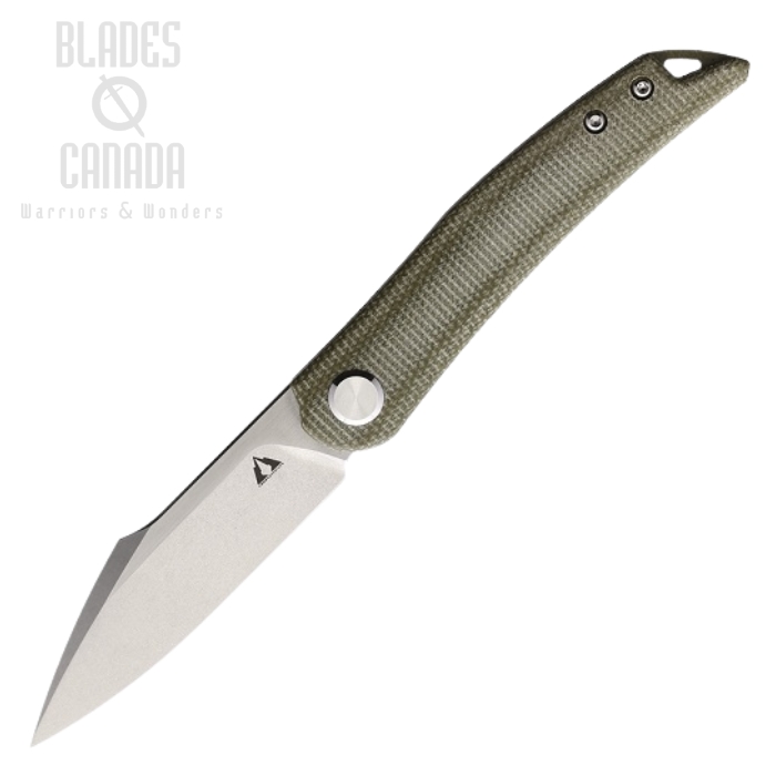 CMB Made Kisame Folding Knife, K110 Satin, Micarta Green, CMB03G