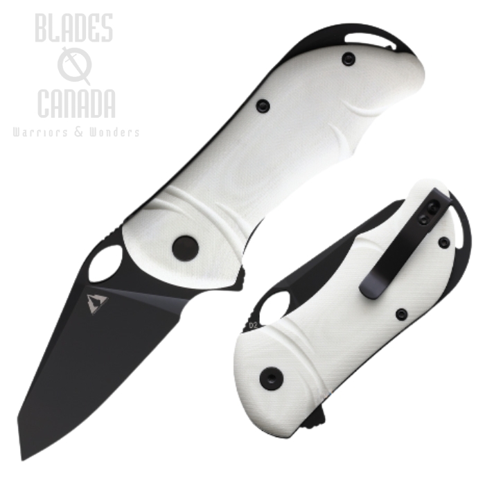 CMB Made Hippo Flipper Folding Knife, D2 Black SW, G10 White, CMB05W
