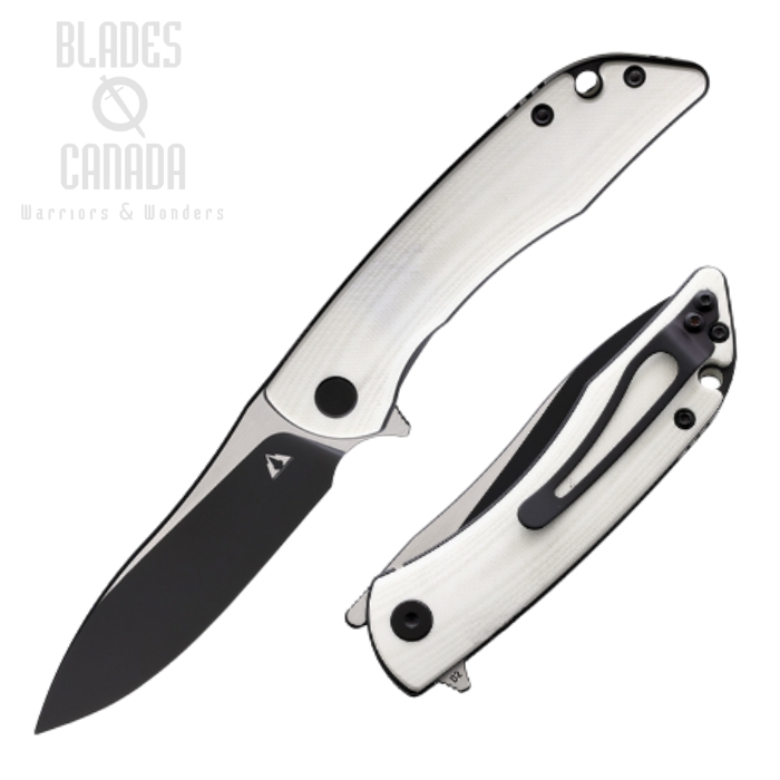 CMB Made Blaze Flipper Folding Knife, D2 Two-Tone, G10 White, CMB06W