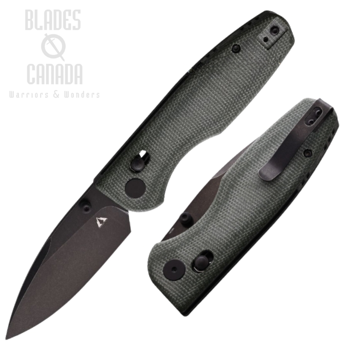 CMB Made Predator Folding Knife, 14C28N Black SW, Micarta Green, CMB08LB