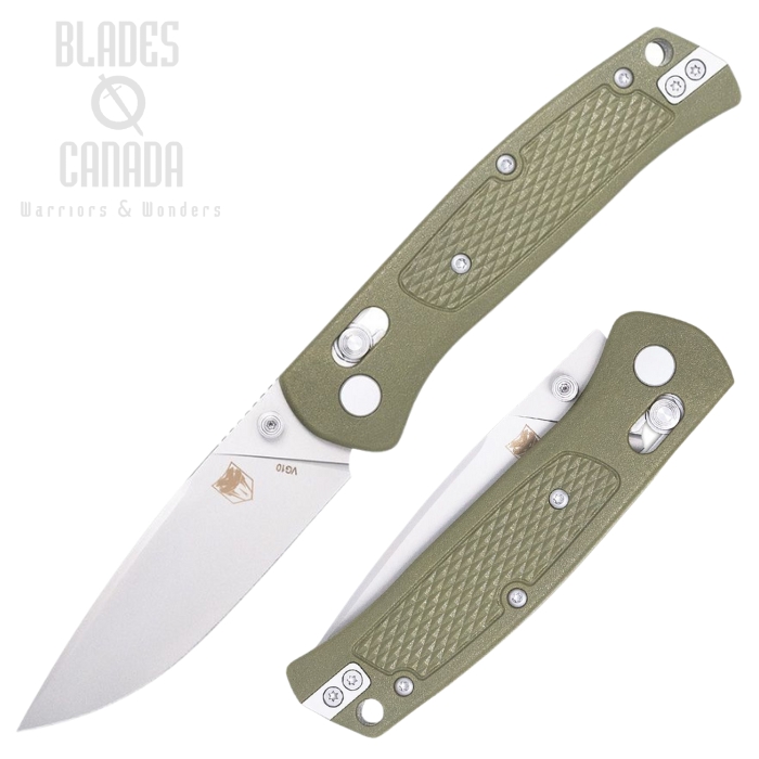 Cobratec EDC Scout Bar Lock Folding Knife, VG10 Satin, Grivory OD Green, CBTSCTGROGB
