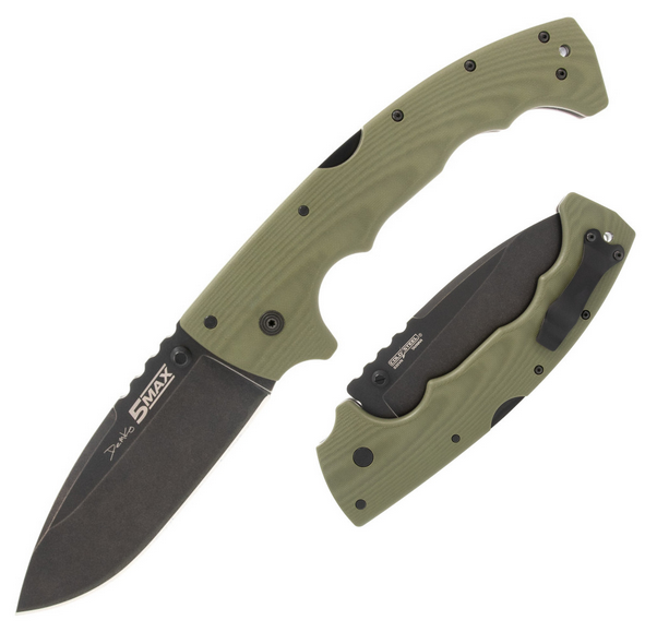 Cold Steel 5-Max Folding Knife, S35VN Black, G10 Dark Green, CS-FL-50MAX