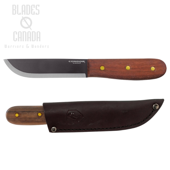 Condor Bushcraft Basic Fixed Blade Knife, 1075 Carbon, Leather Sheath, CTK236-5HC