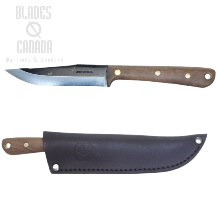 Condor Tavian Fixed Blade Knife, 1075 Carbon, Hardwood, Leather Sheath, CTK249-4HC
