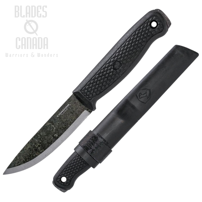 Condor Terrasaur Fixed Blade Knife, 1095 Carbon, Black Handle, CTK3945-4.1