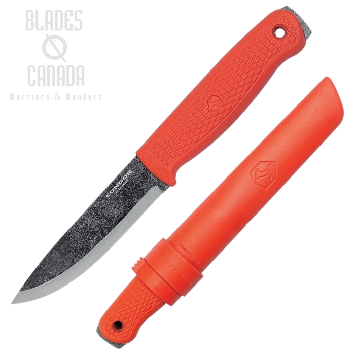 Condor Terrasaur Fixed Blade Knife, 1095 Carbon, Orange Handle, CTK3947-4.1