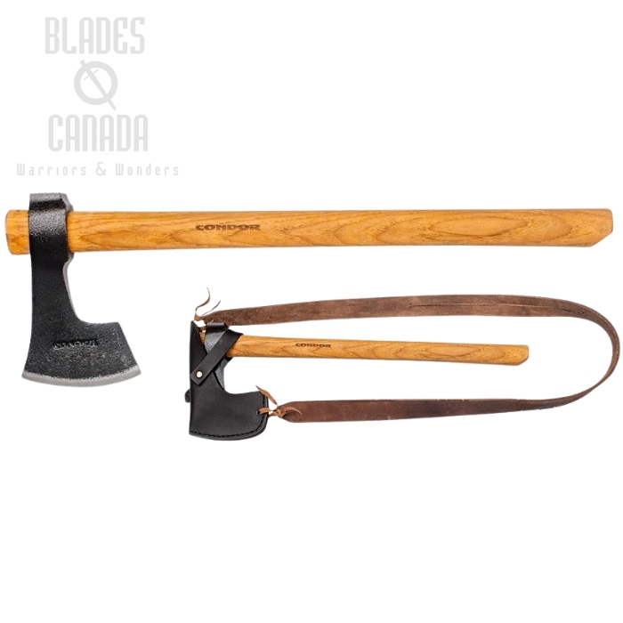 Condor Bushcraft Tomahawk, 1060 Carbon, Leather Sheath, CTK3953-HC