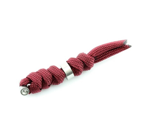 Chris Reeve Sebenza Large Lanyard, Burgundy, Silver Bead - Click Image to Close