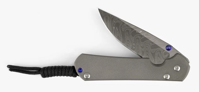 Chris Reeve Small Sebenza 31 Framelock Knife, Boomerang Damascus, Titanium - Click Image to Close