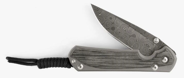Chris Reeve Small Sebenza 31 Framelock Knife, Raindrop Damascus, Micarta Black