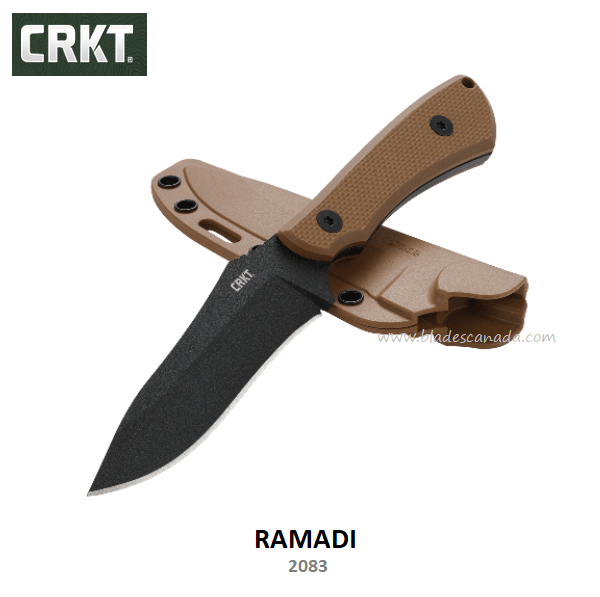 CRKT Ramadi Fixed Blade Knife, SK-5 Steel, G10 Brown, 2083