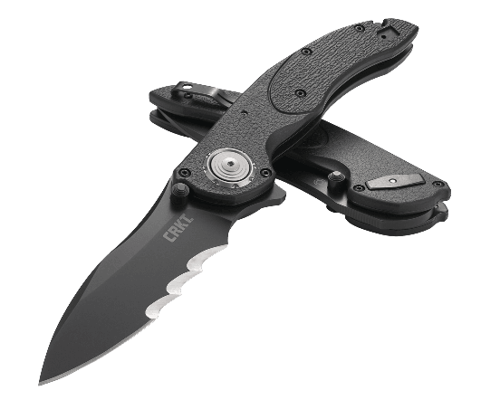 CRKT Linchpin Flipper Folding Knife, 1.4116 w/ Veff Serrations, GFN Black, CRKT5406K