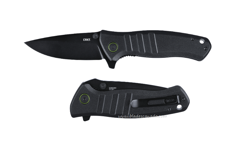 CRKT Dextro Flipper Folding Knife, D2 Black, Aluminum Black, 6295