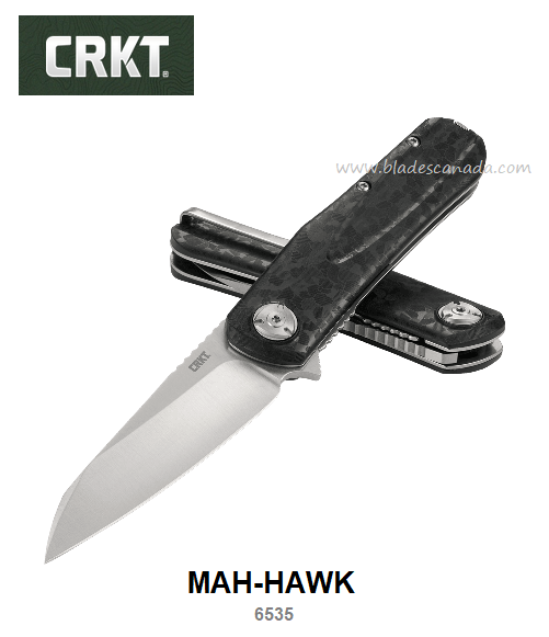 CRKT Mah-Hawk Flipper Folding Knife, Spring Assisted, D2, GRN Black, CRKT6535 CRKT Mah-Hawk Flipper Folding Knife, Spring Assisted, D2, GRN Black, CRKT6535